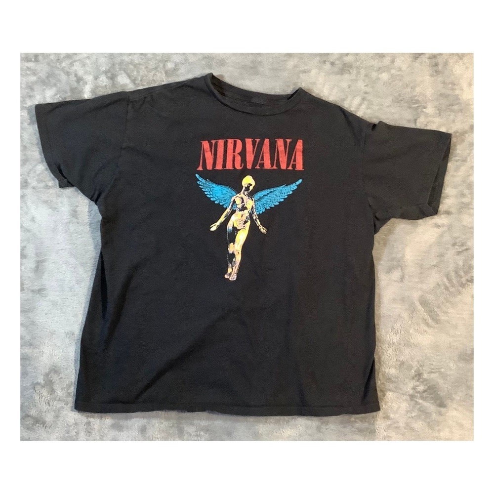 Nirvana In Utero Angel Graphic T-Shirt Black Size‎ XL